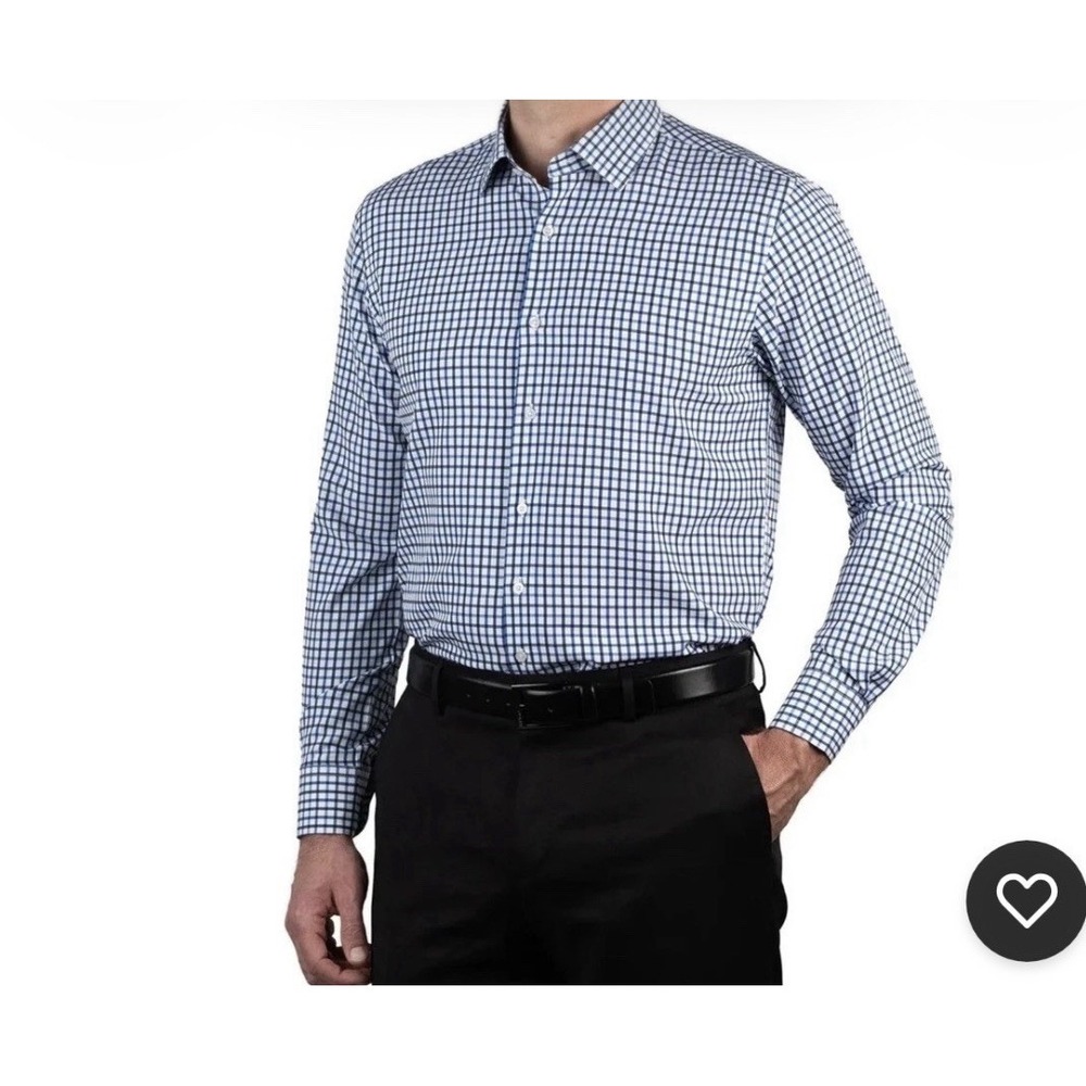 NAUTICA Blue Check Button Up Collared Performance Dress Shirt XXL 34/35 NWT Mens
